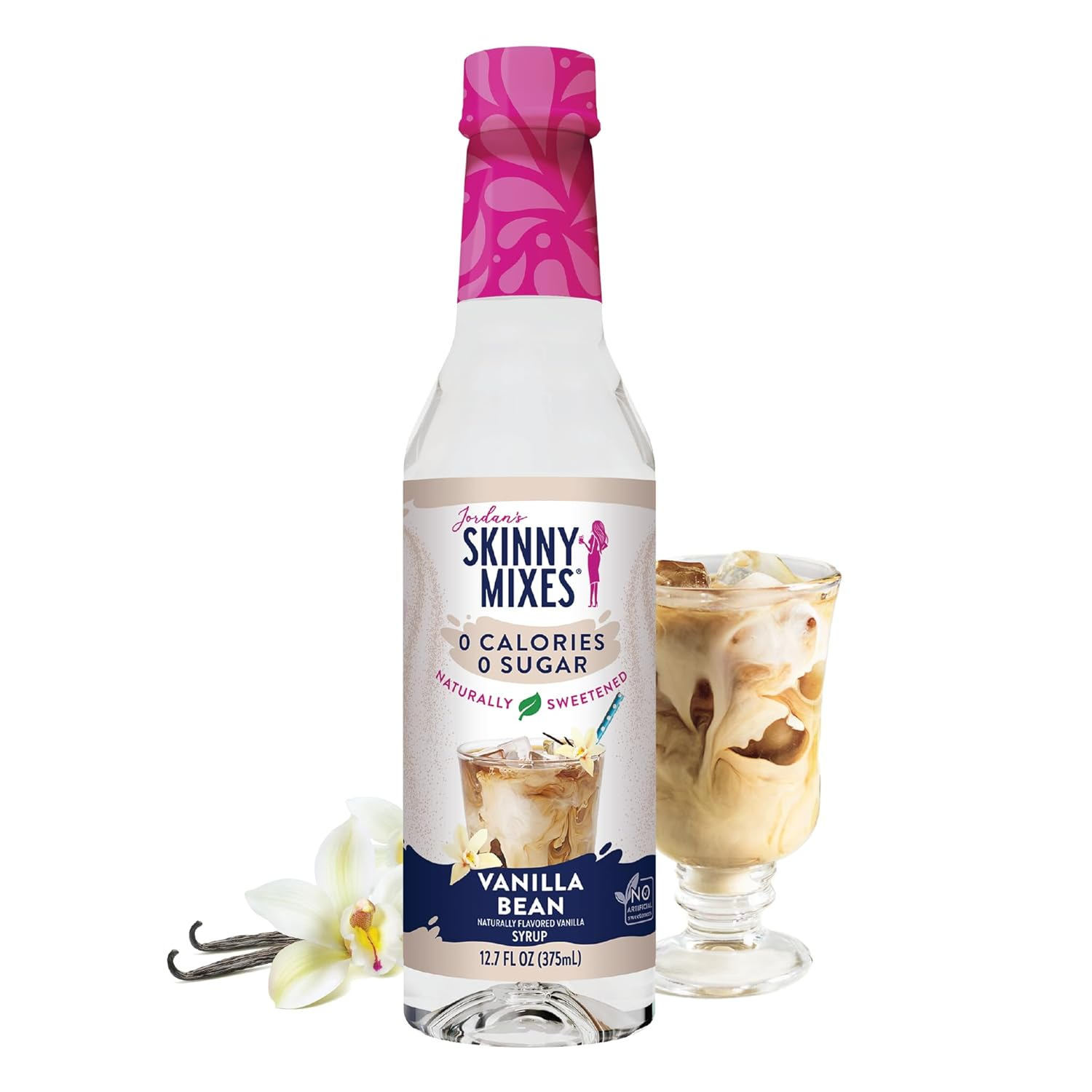 Jordan’S Skinny Mixes Sugar Free Coffee Syrup, Vanilla Bean Coffee Flavoring Syrup, Naturally Sweetened Zero Calorie Drink Mix, Lattes, Baking, Protein Shake, Cocktail, Dairy & Gluten Free, 12.7 Fl Oz