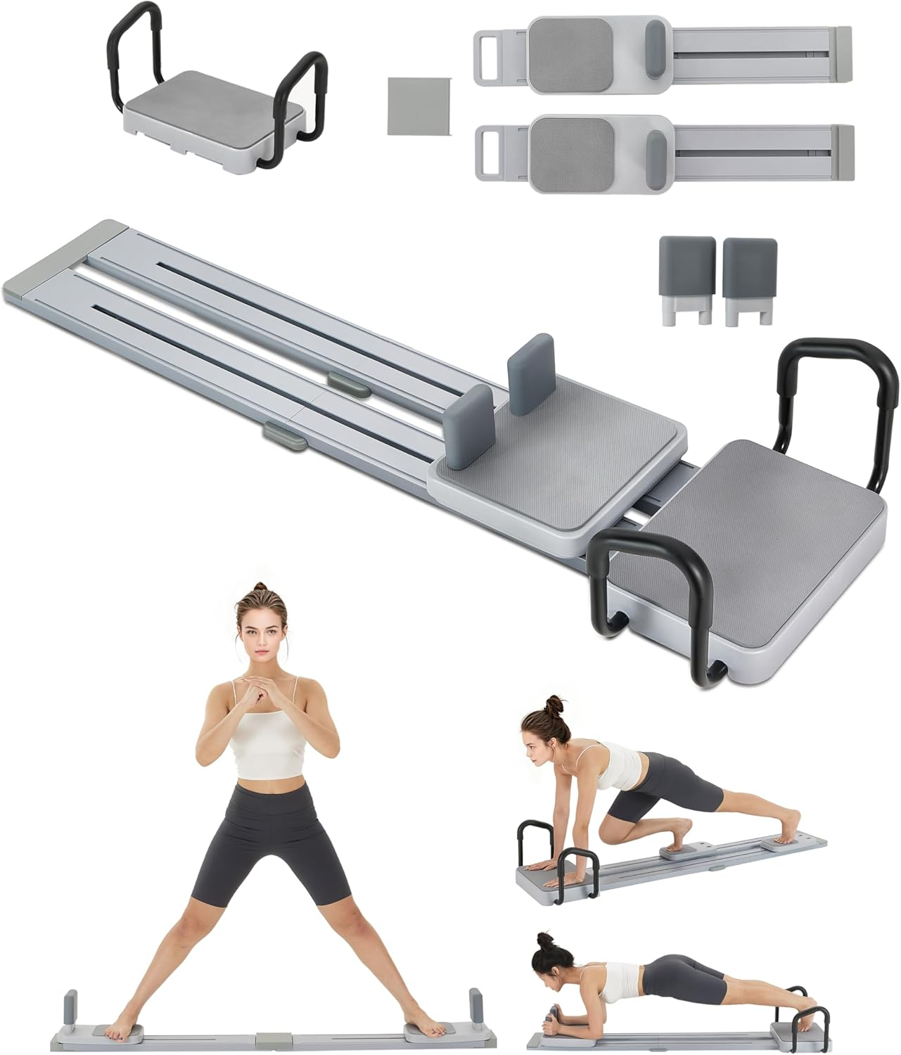 Pilates Board, 8-In-1 Pilates Equipment, Multifunctional Pilates Reformer Ab Machine for Home Workout, Full Body Workout Machine, Rowing Machine, Ski Machine for Exercise, Core Strengthening & Fitness