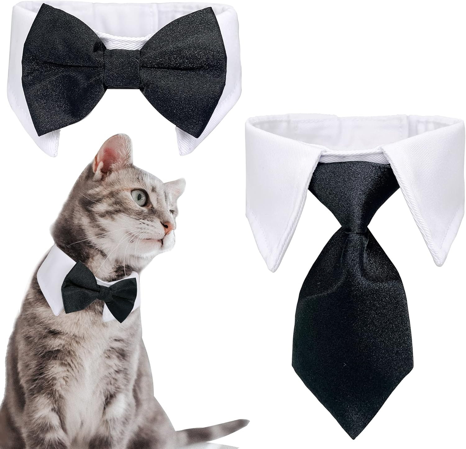 Dog Cat Tuxedo Collar, Cat Wedding Bowtie, Bow Tie Tux Costume Birthday Easter Valentines Dog Bowtie Cat Collar for Dog Cat Puppy