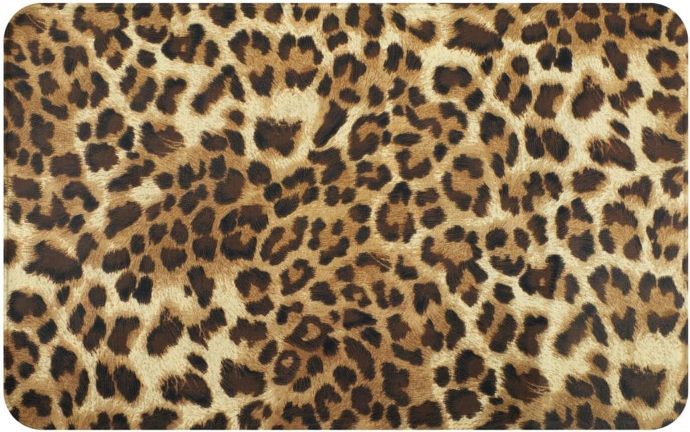 Leopard Cheetah Print Bathroom Rugs Soft Bath Mat Non Slip Absorbent Indoor Floor Rug Kitchen Mats for Home Bedroom Decor, 31.5X19.5 Inches