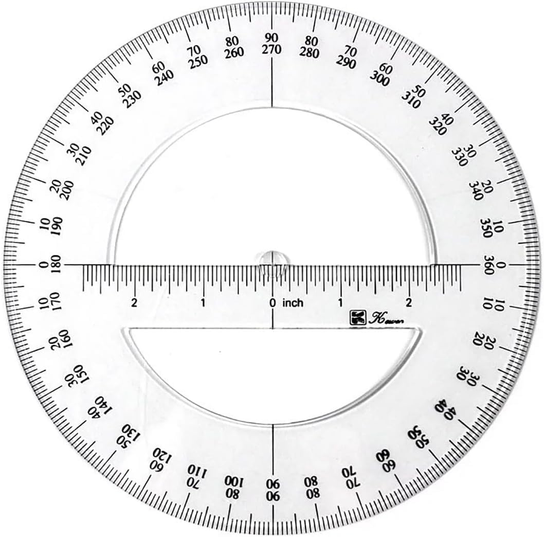 White 360 Degree Protractor round Ruler Gauge Angular Drafting Tools Circle Protractor for School Education Office Classroom 6 Inch, Writing and Correction Supplies, Protractors