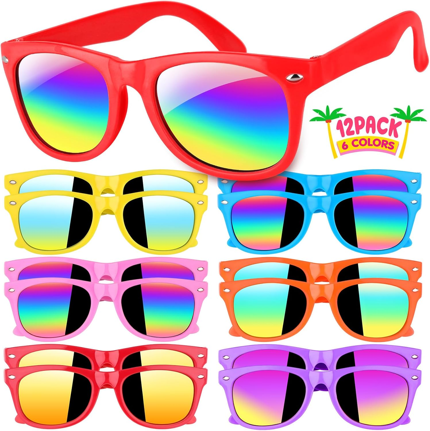 Kids Sunglasses Bulk, 12 Pack Neon Sunglasses for Kids Boys Girls Age 3-8, UV400 Protection, Perfect for Parties & Gifts