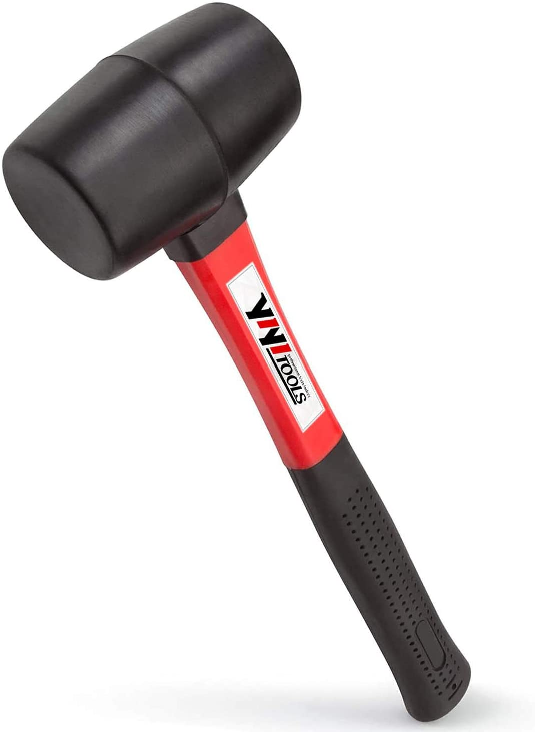 YY-2-005 Rubber Mallet Hammer with Fiberglass Handle–16-Oz, Black