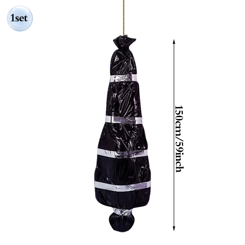 59Inch Halloween Corpse Props Set Outdoor Yard Creepy Shroud Decoration Horror Bloody Body Bag Haunted House Hanging Decorations