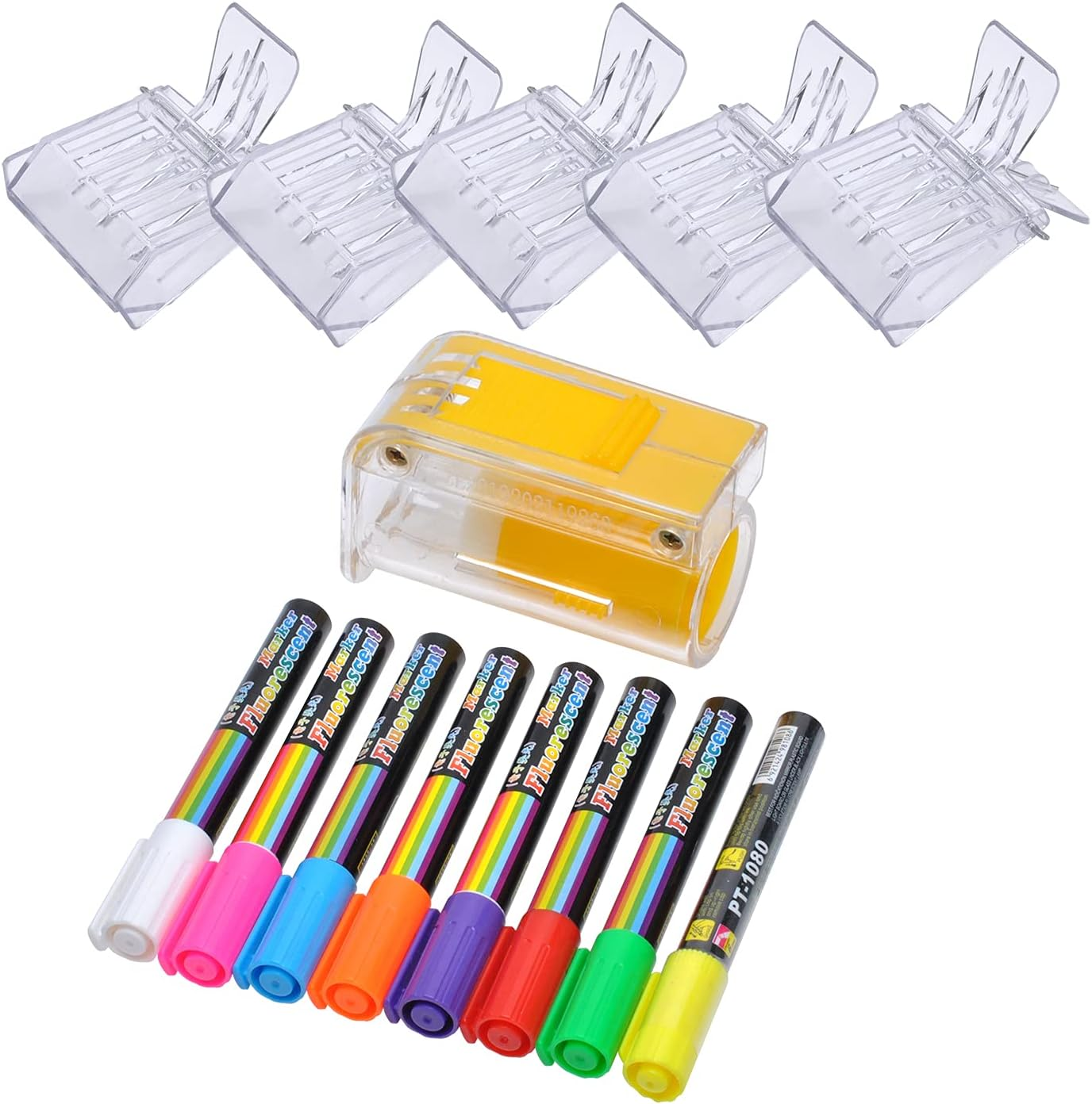 Queen Bee Catcher Cage Clips, Queen Bee Marker Marking Bottle with 8 Colours Marker Pen, Beekeeping Kit (14Pcs)
