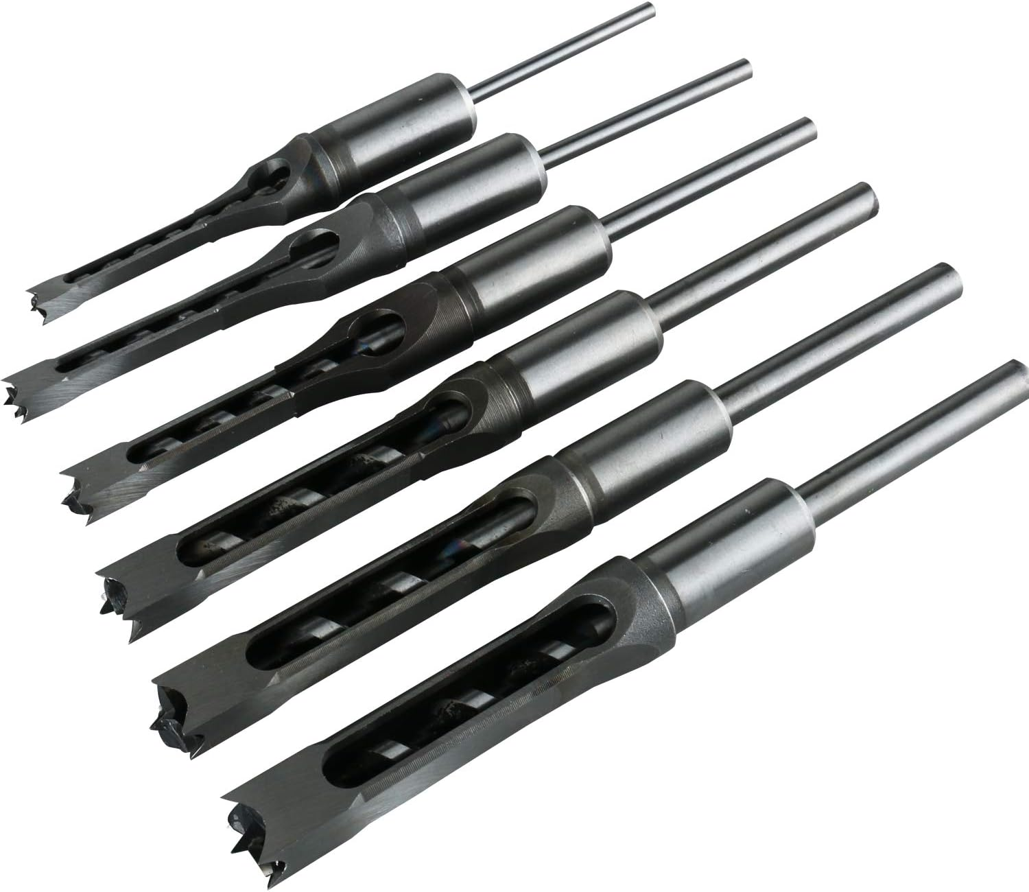 Woodworker Square Hole Mortise Chisel Drill Bit Tool Set Kit for Wood, Woodworking Hole Saw Mortising Chisel Drill Bit Set Attachment for Drill Press 1/4" 5/16" 3/8" 1/2" 9/16" 5/8"