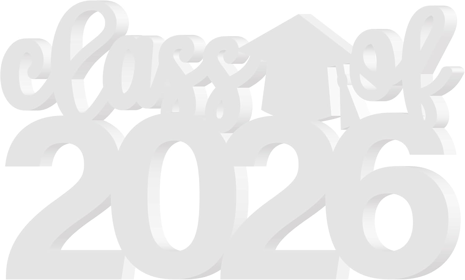 Class of 2026 Sign Graduation Decorations 2026 Senior Photo Booth Props for Photoshoot 2026 Grad Centerpieces for Table Decor, Class of 2026 Letter Word Sign for Grad Party Supplies - White