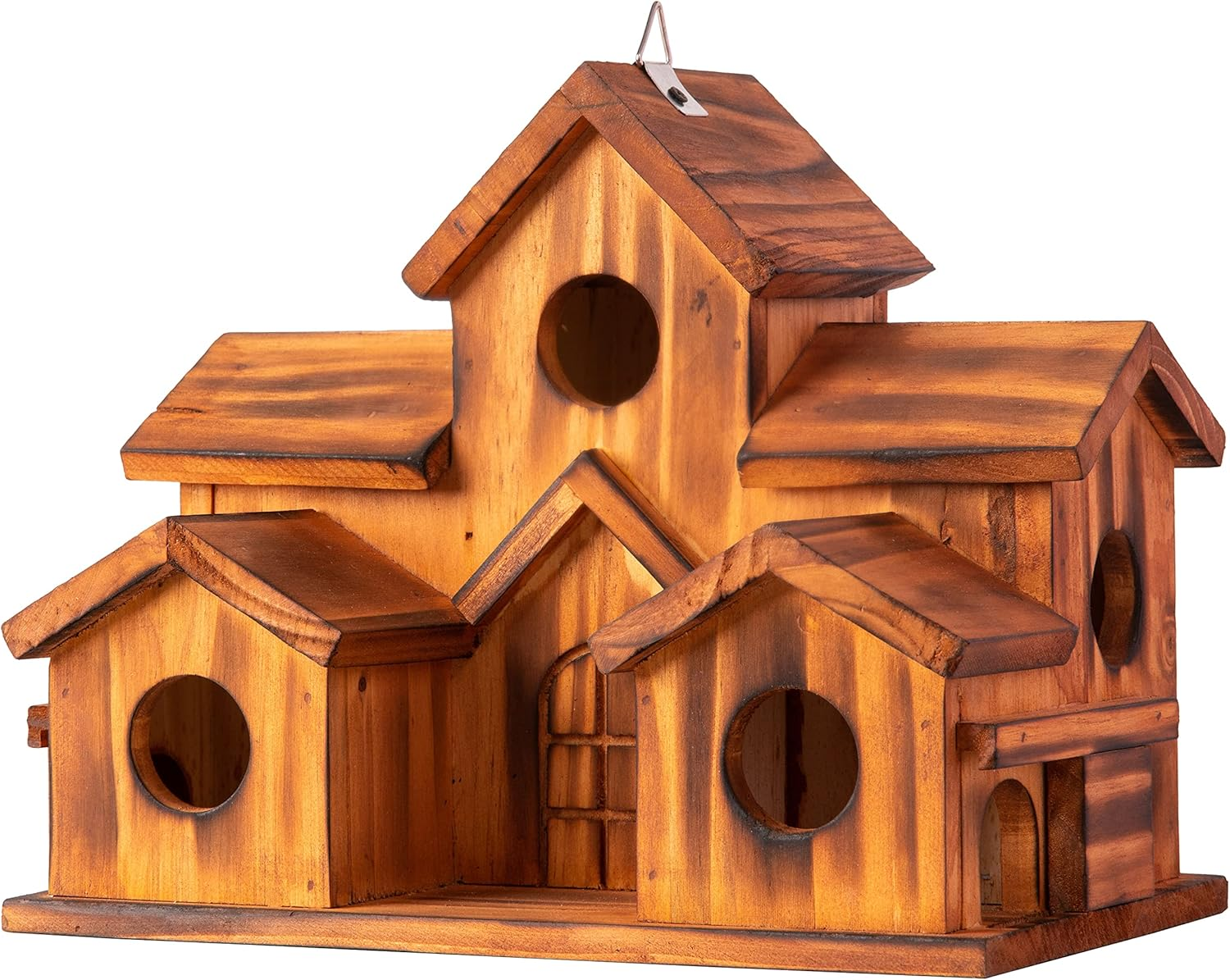 COLEBA Bird Houses for Outside,Outdoor 5 Hole Bird House Room for 5 Bird Families Bluebird Finch Cardinals Hanging Birdhouse for Garden (Brown - Set of 1)