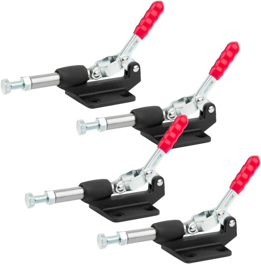 POWERTEC 4PK Push Pull Toggle Clamp, 500Lbs Holding Capacity, 305CM Quick Release Push Pull Lever Clamp, Stroke Clamp for Welding, Woodworking Jigs and Fixtures, Pocket Hole Jigs, CNC (20318-P4)