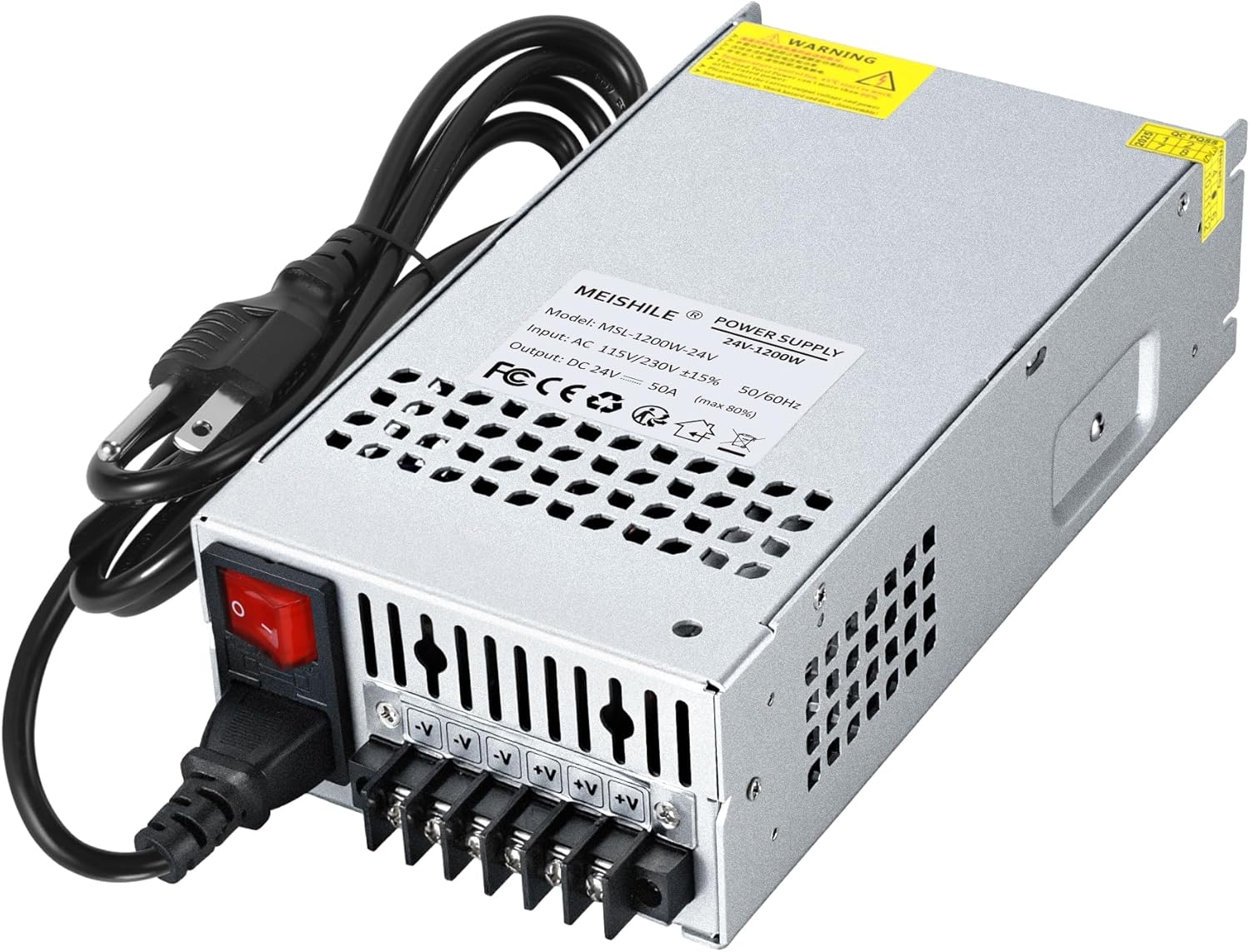 24V 50A 1200W Switching Power Supply Adapter AC to DC Transformer Converter for LED Driver Strip Light Lamp, Amplifier, Machine, 120V 110V to 24Volt 10A 20A 30A 40Amp
