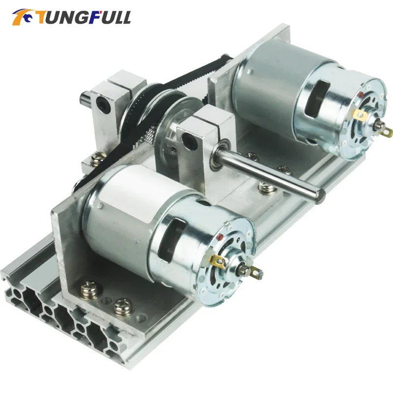 DC 12V 24V Dual Motor Drive 775 795 895 Dual DC Motor Belt Drive System Kit, DIY Mechanical Transmission Assembly