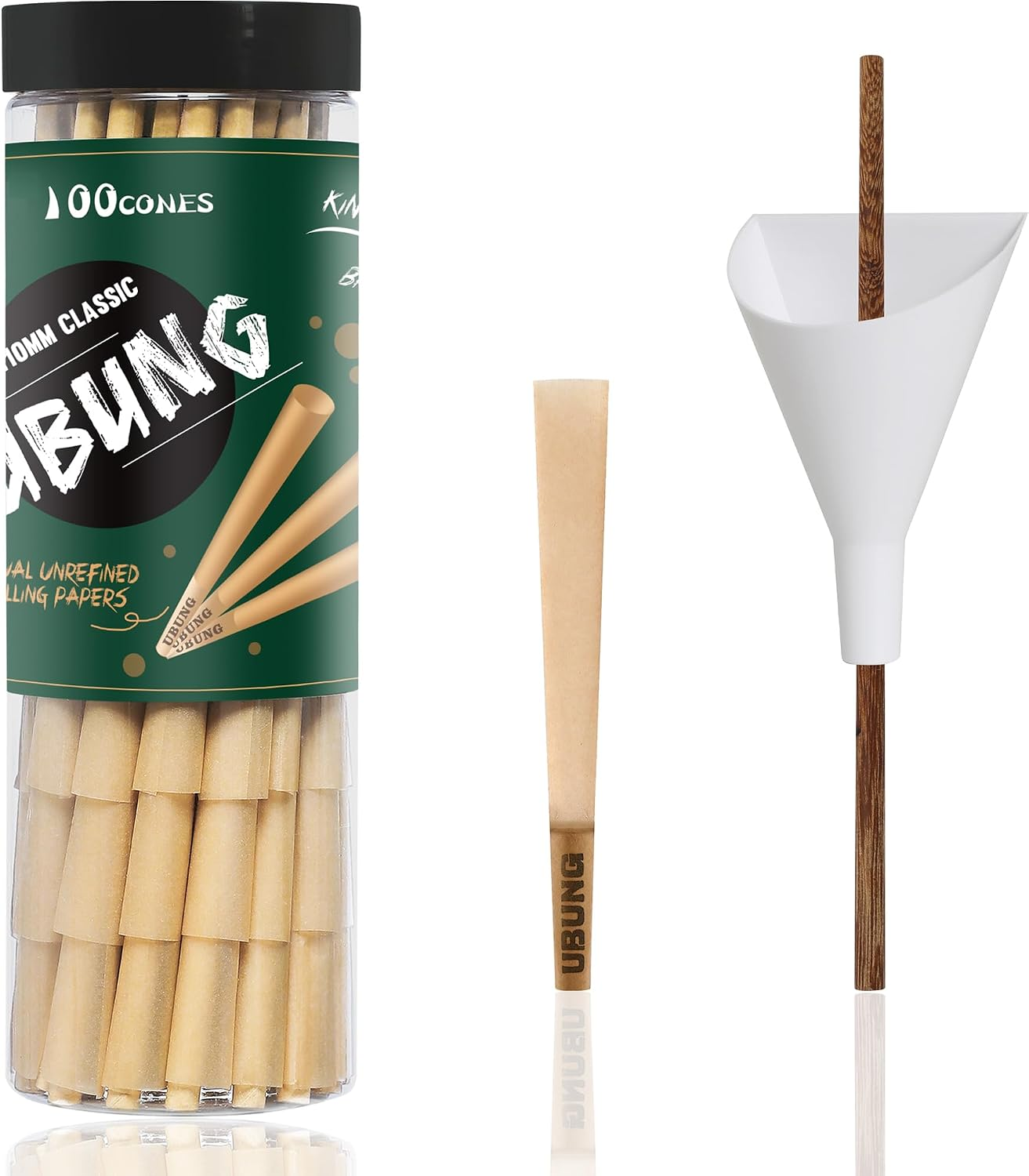 Brown Cones 100 Pcs, Classic Flagship Version King Size Brown Slow Burning Pre Rolled Cones With Tips, Rolling Paper Cones, 1 Cone Loader Funnel and Push Rod Included