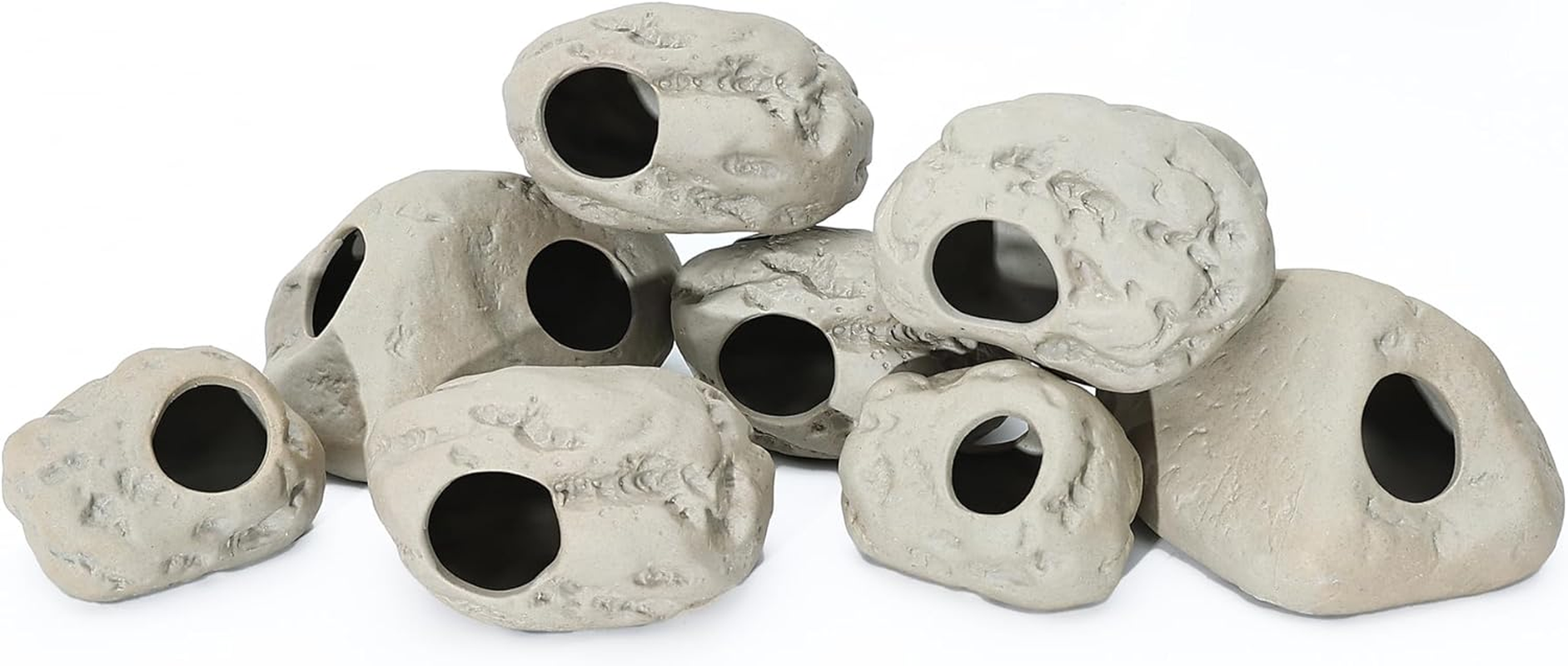 Aquarium Rock Cave Decor for Shrimp Cichlid Hiding Breeding (Set 8)