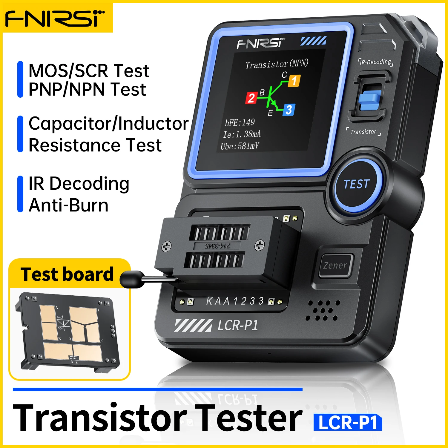 LCR-P1 Transistor Tester Multimeter Diode Triode Capacitance Resistance Meter ESR MOSFET IR Multifunction Anti-burn