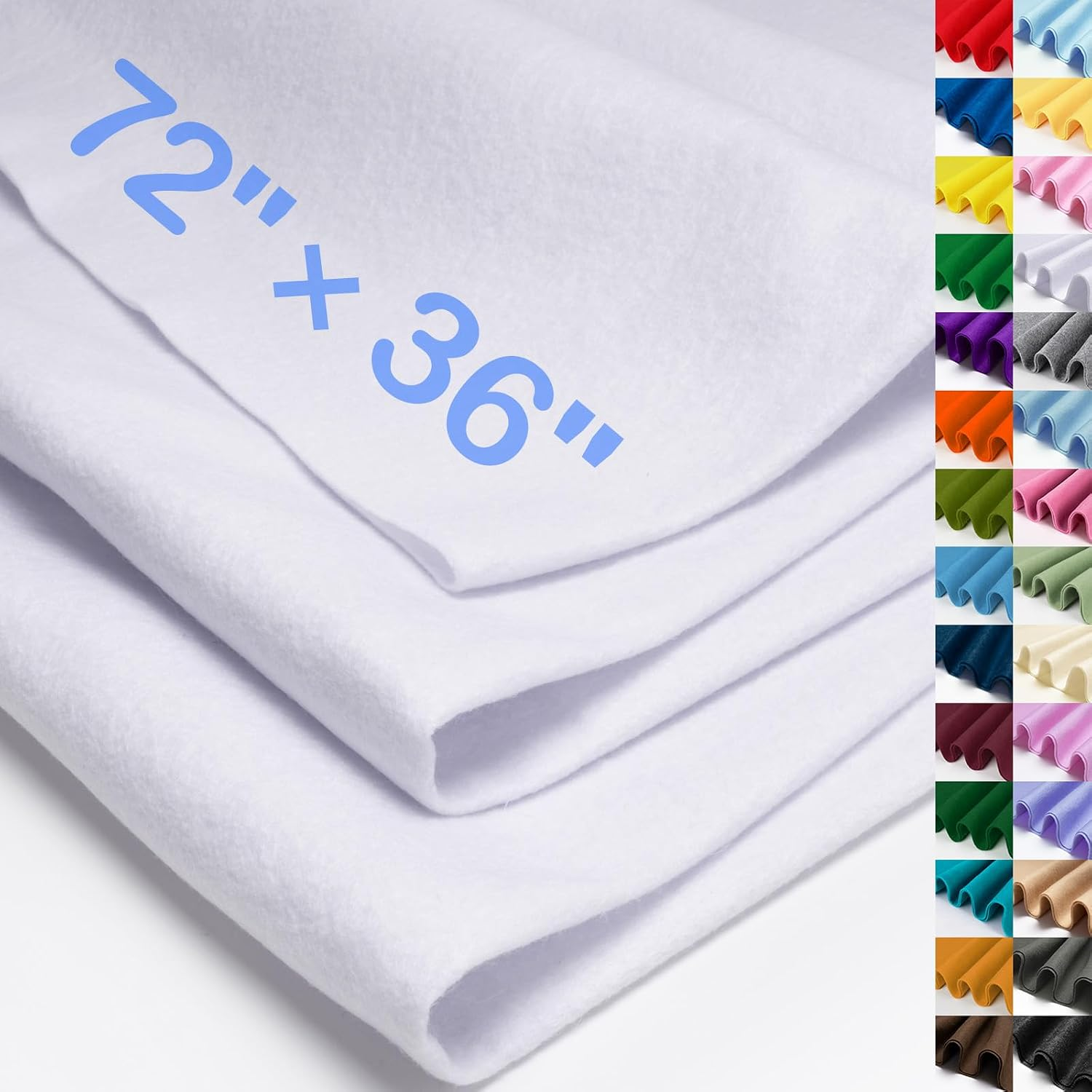 Ice White Large Felt Fabric 72" X 36 "(2 Square Yards), 1.4 Mm Thick Soft Felt Fabric Sheet for Crafts, White Series Colors Soft Nonwoven Fabric, Fit for Decoration, Sewing, DIY Crafts