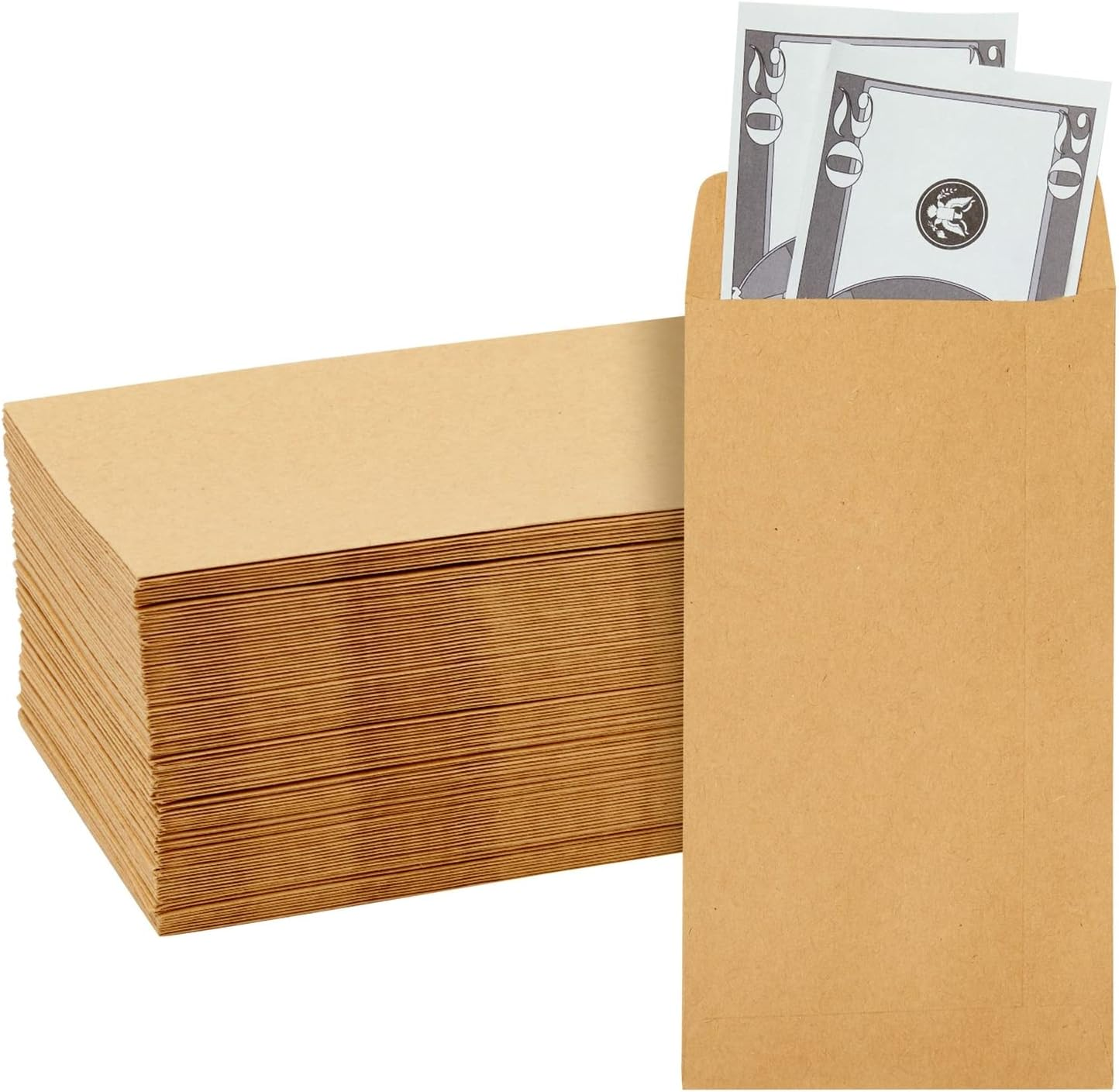 100-Pack Brown #7 Small Money Envelopes for Cash, 3.5 X 6.5 Inches Budgeting