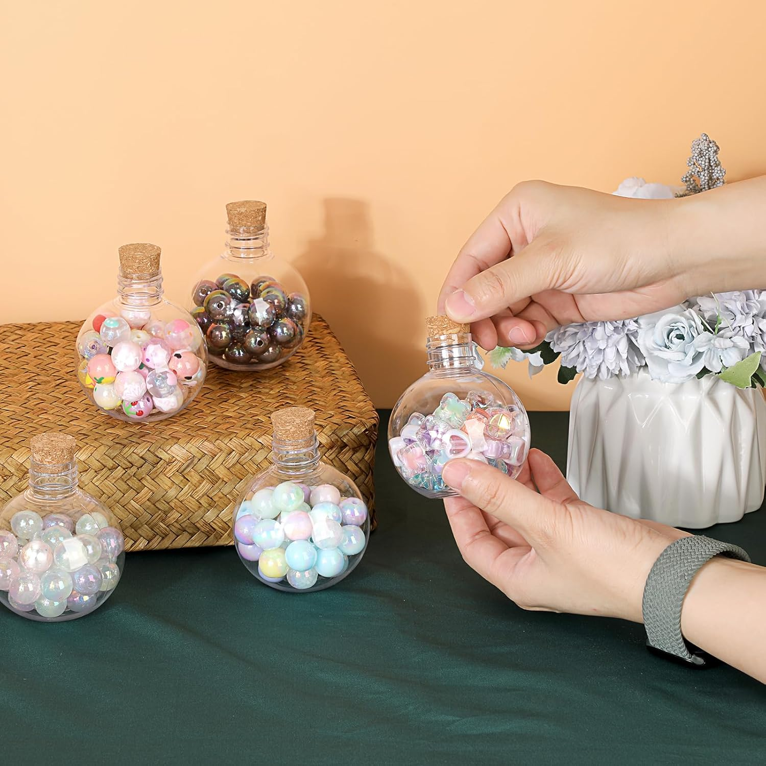 BTSKY 30 Pcs 5 oz Plastic Bottles with Corks, Clear Sand Art Bottles with Fun... - Picture 8 of 13
