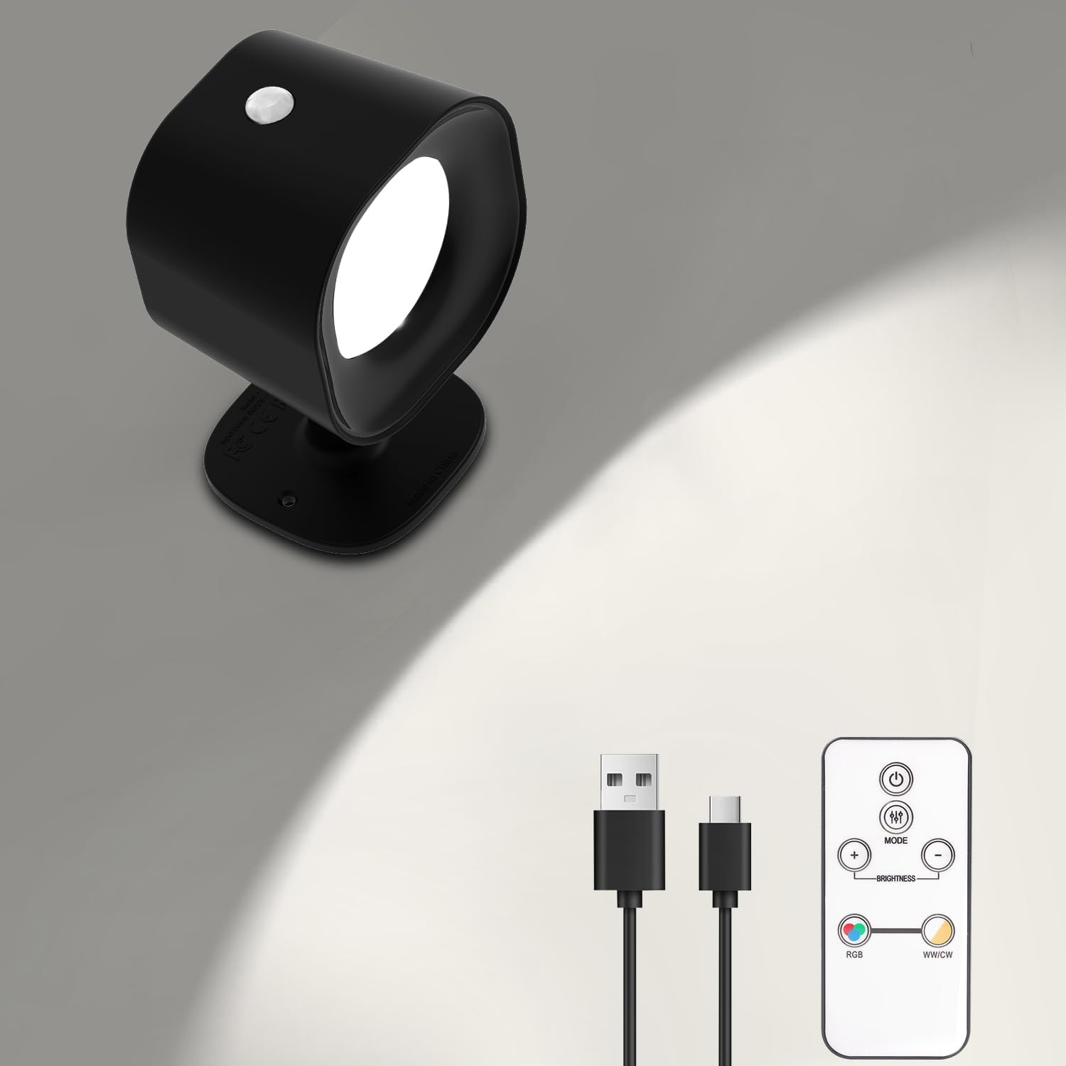 Infrared Sensor Wall Sconces, RGB Wall Mounted Lamp Rechargeable Battery Operated, 6 Brightness & 11 Light Modes LED Wall Lights 360° Rotation Magnetic Wireless Light for Bedroom Living Room