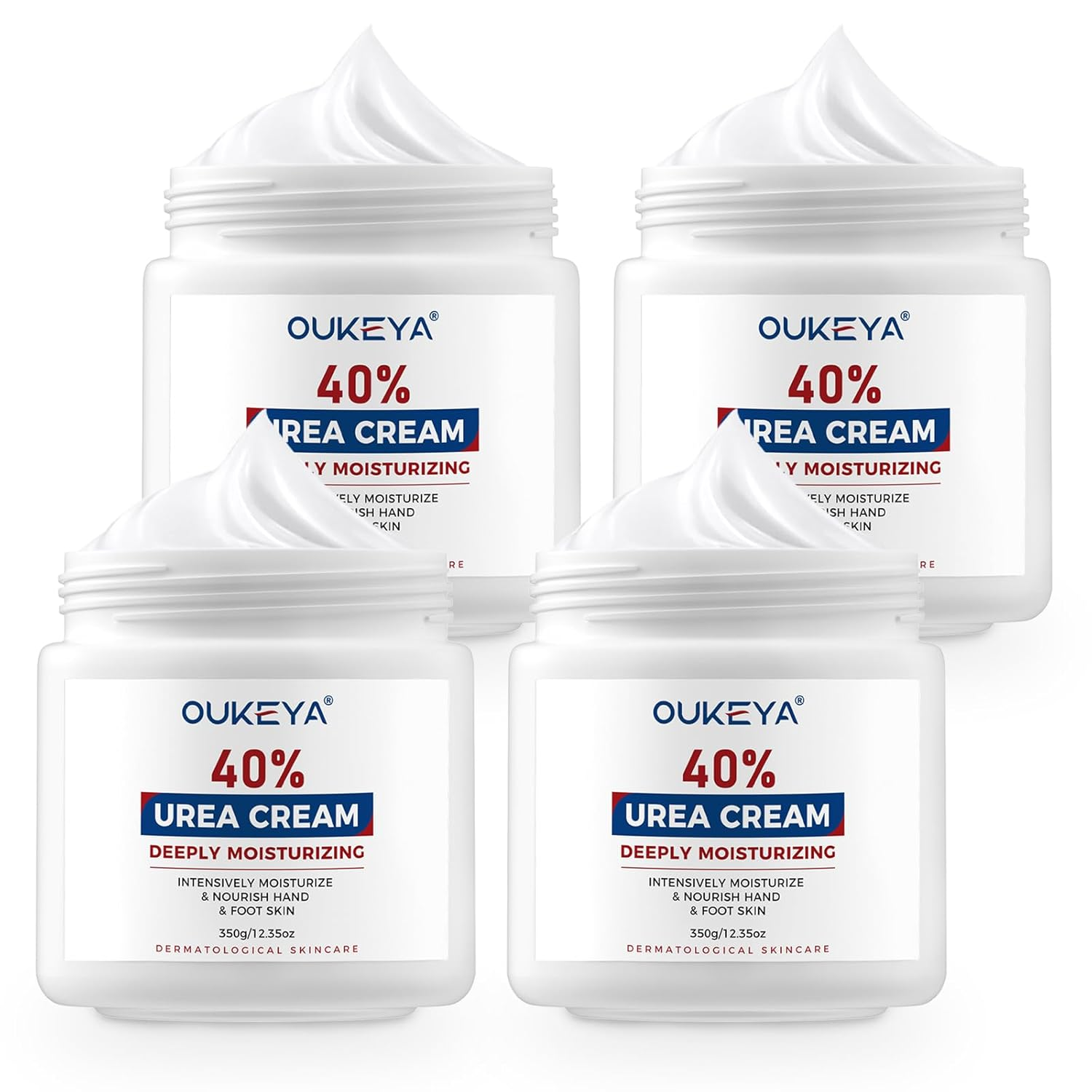 Urea Cream 40 Percent, Foot & Hand Cream for Dry Cracked, Urea Lotion for Feet Maximum Strength(12.35Oz X 4 Packs)