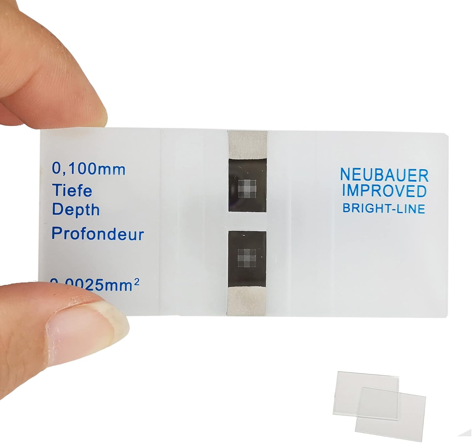 MUHWA Hemocytometer Neubauer Improved Blood Counting Chamber Cell Counting Chamber with Bright Line with 2 Pcs Coverslips