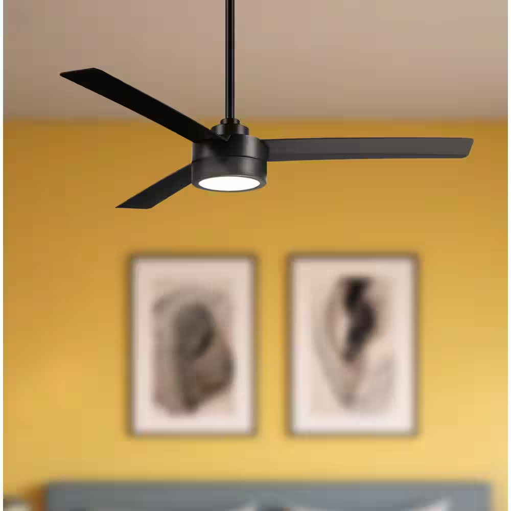 Roto LED 52-In. Indoor Black Low Profile Standard Ceiling Fan with Warm White Integrated LED and Remote Control