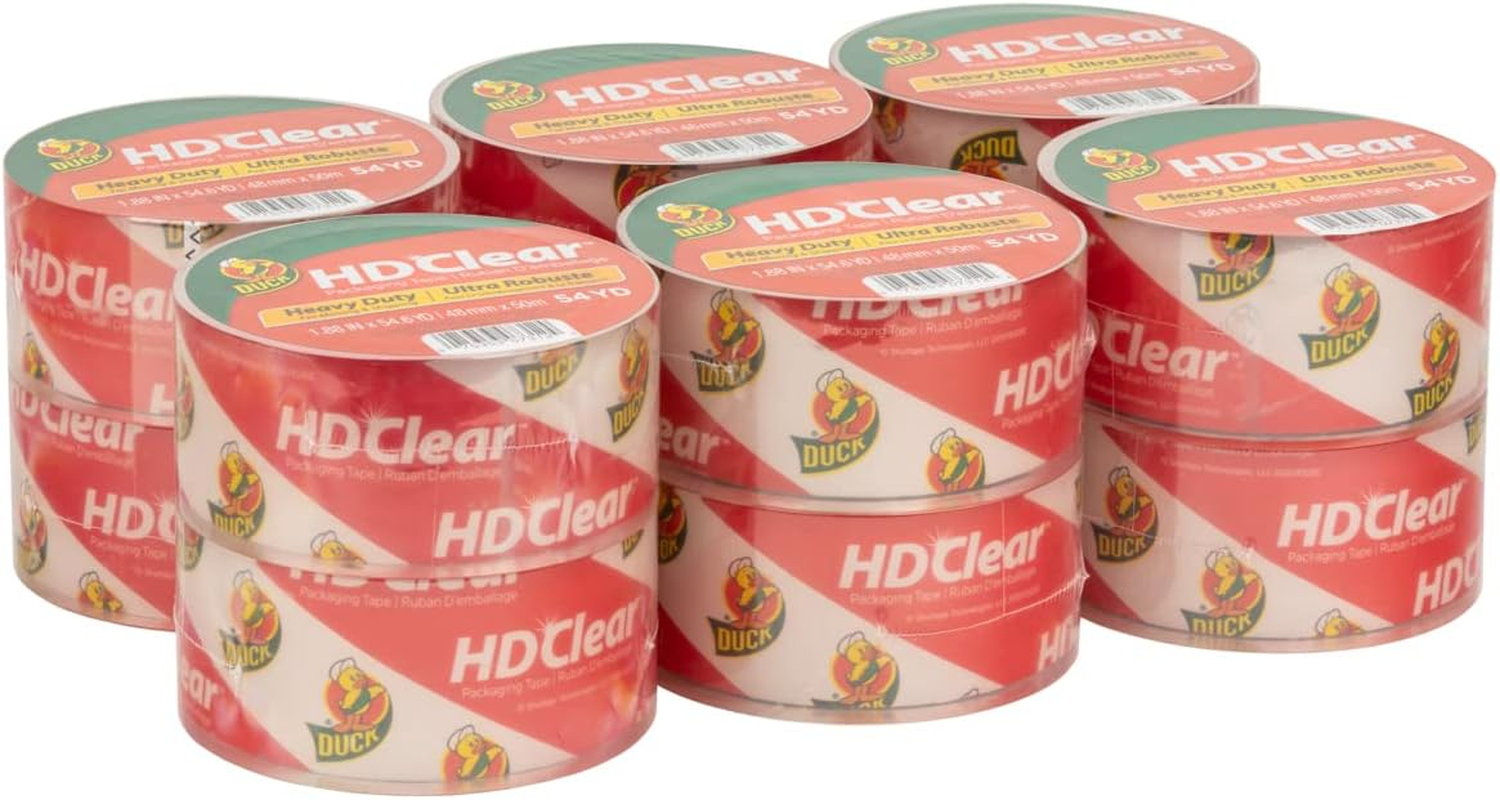HD Clear Packing Tape Refills - 12 Rolls of Strong Heavy Duty Packing Tape for Shipping and Moving, Boxes and Packaging - 1.88 In. X 54.6 Yards - 3