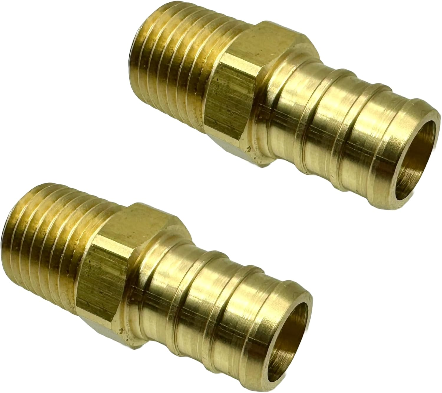 (2 Pack) Brass 1/2” PEX to 1/4” NPT Male Connector Fitting, Lead-Free Adapter Heavy-Duty High-Pressure Support, Rust and Corrosion Resistant