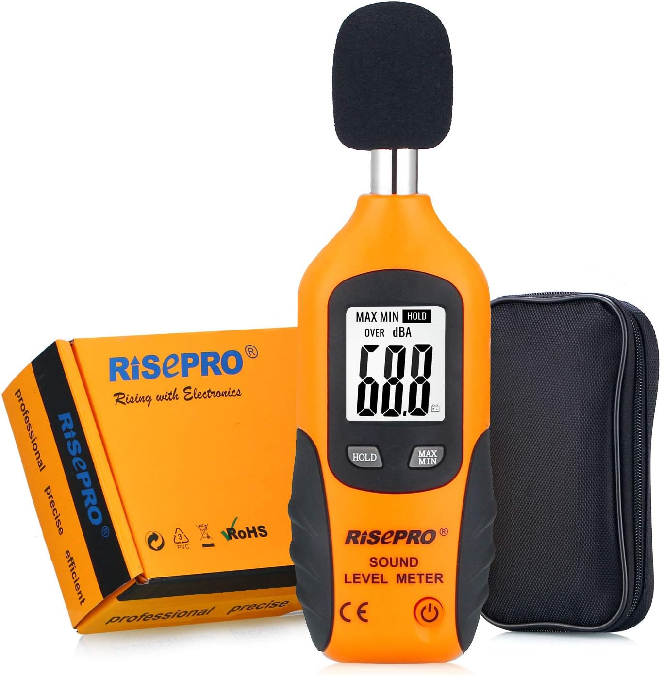 RISEPRO Decibel Meter, Digital Sound Level Meter 30 – 130 dB Audio Noise