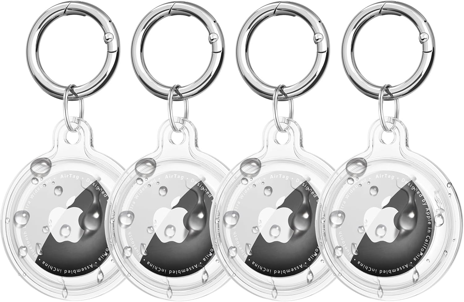 Oumida 4Er Pack Hülle Für Apple Airtag Anhänger, Airtags Ganzkörper Wasserdichtes Schutzhülle Mit Schlüsselanhänger, Airtag Silikon Case Cover Kratzfest Verlustsicher Stoßfest