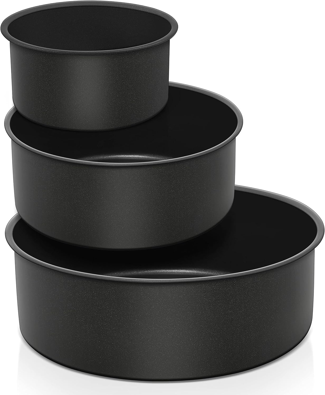 E-Far Deep Cake Pan Set of 3 (4/6/8 Inch), Nonstick Stainless Steel round Cake