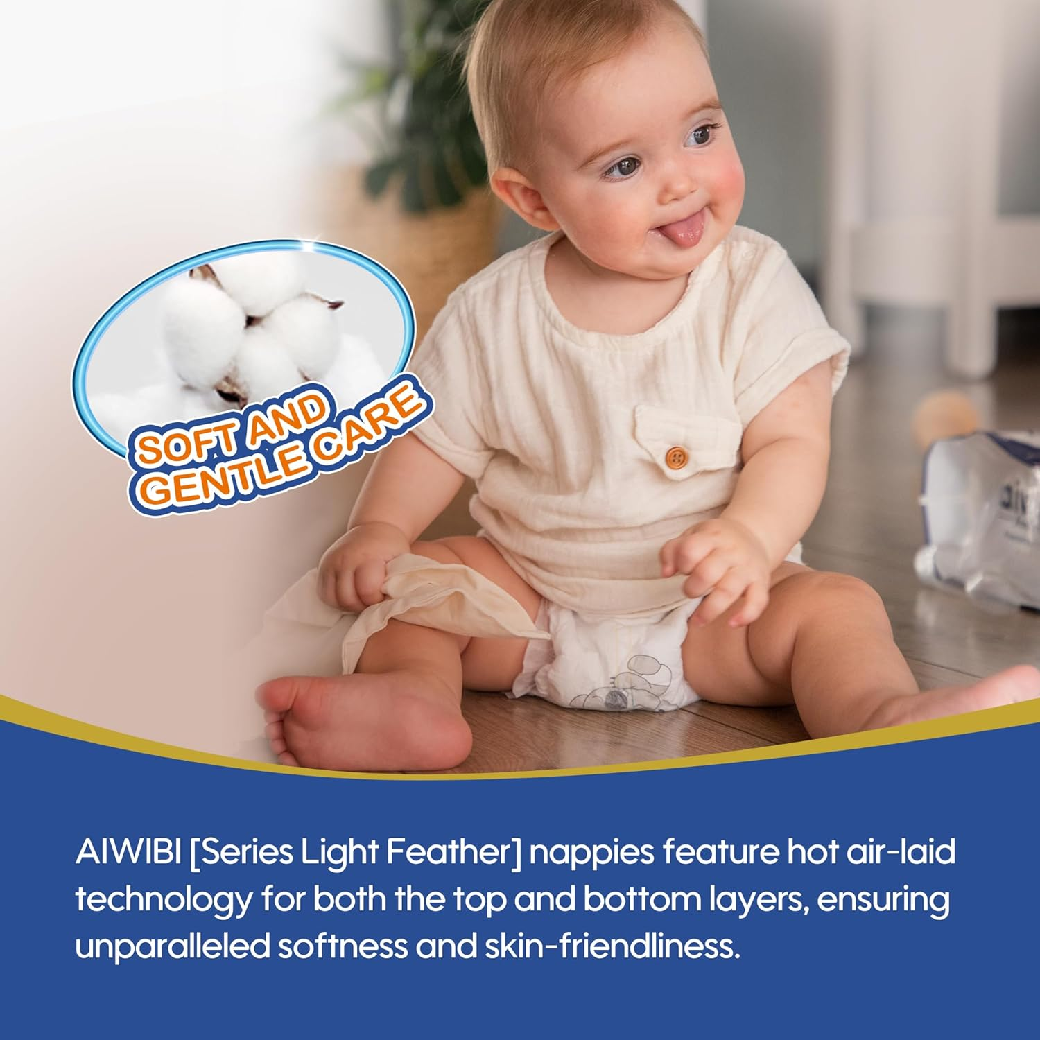 AIWIBI Baby Nappies Size 2 (4-8kg), 144 Count, Light Feather Series Premium N... - Picture 8 of 15