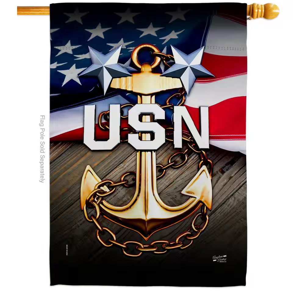 28 In. X 40 In. USN House Flag Double-Sided Armed Forces Decorative Vertical Flags