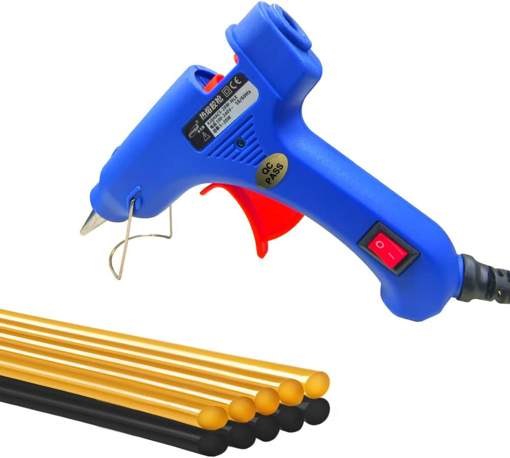 Mini Hot Glue Gun with 10 Glue Sticks, Specialized in Paintless Dent Repair, Auto Body Dent Puller Kit for Crafting, Wood, PVC, Glass, Home Repair (Blue)