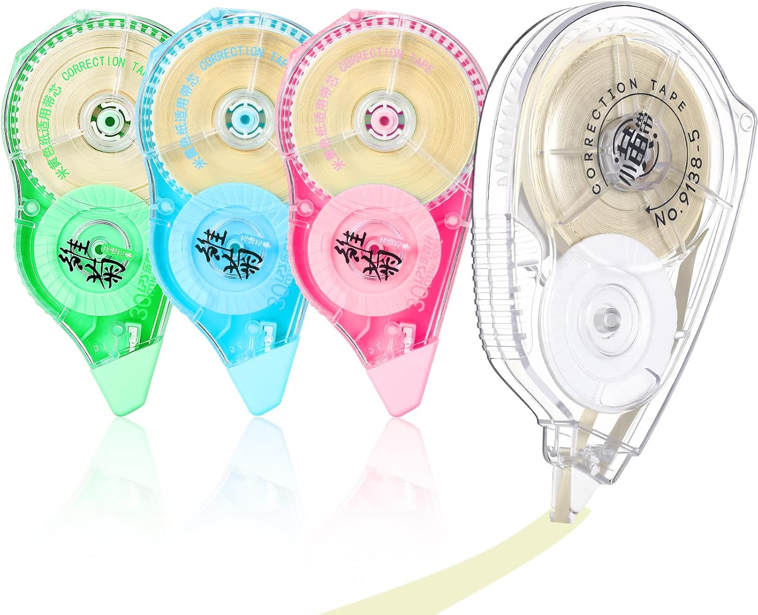 4 Pieces Correction Tape Cream Color Beige Corrective Tape Eraser 100 Feet Long for School Office Supplies Crafting, Note Taking, Journal, Case Color May Vary