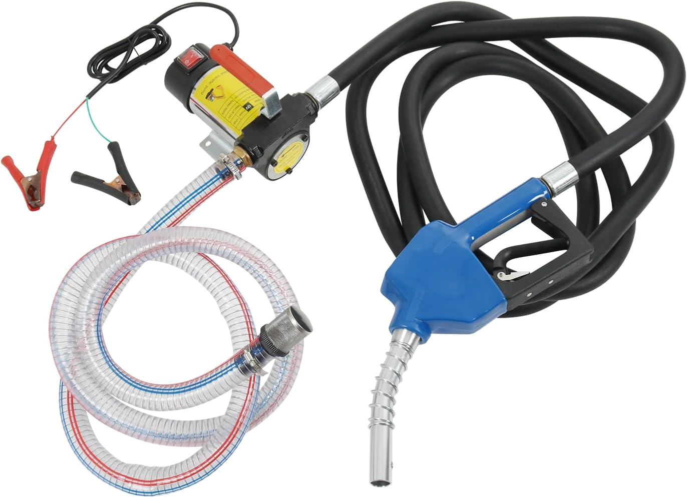 Diesel Fuel Transfer Pump Kit, 10 GPM 12V DC Portable Electric Self-Priming Fuel Transfer Extractor Pump Kit with Automatic Shut-Off Nozzle Hose for Diesel, Kerosene, Machine, Transformer Oil
