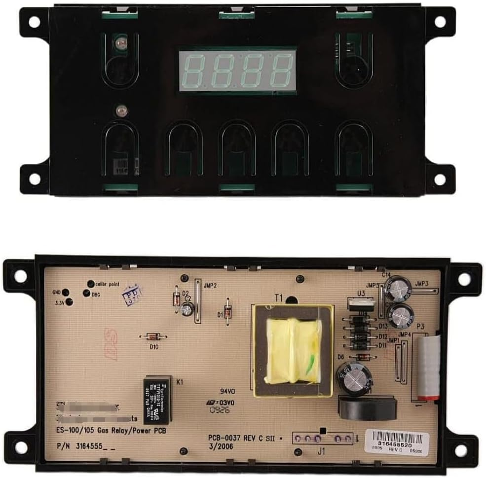 316455520 Replacement Control Board Compatible for Frigidaire 5304518661, 316455570 Replacement for Electrolux,Kenmore, Gas Range 7 Button Control Board Clock, White Overlay and Balck Overlay Included