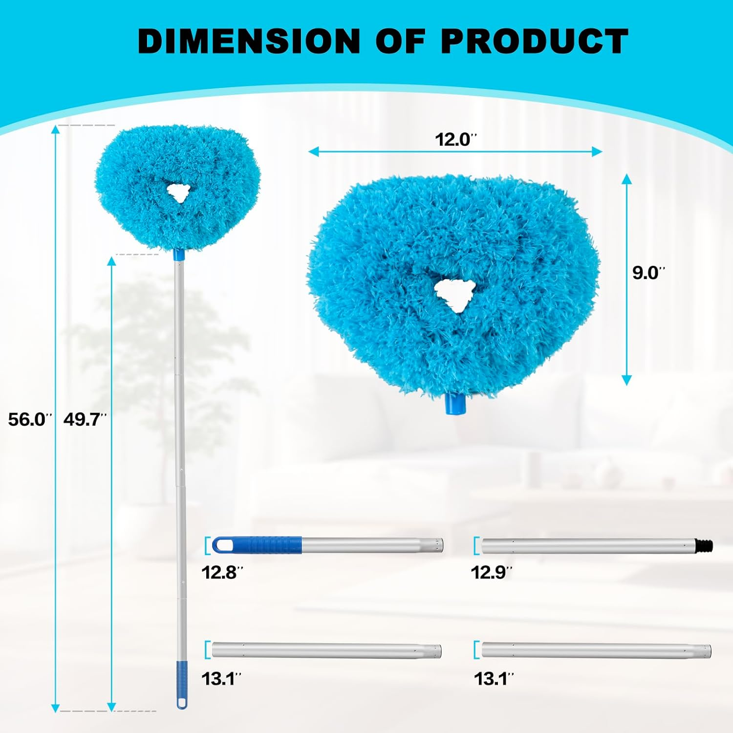 Ceiling Fan Cleaner Duster Reusable Microfiber Ceiling Fan Blade Cleaner Remo... - Picture 7 of 25