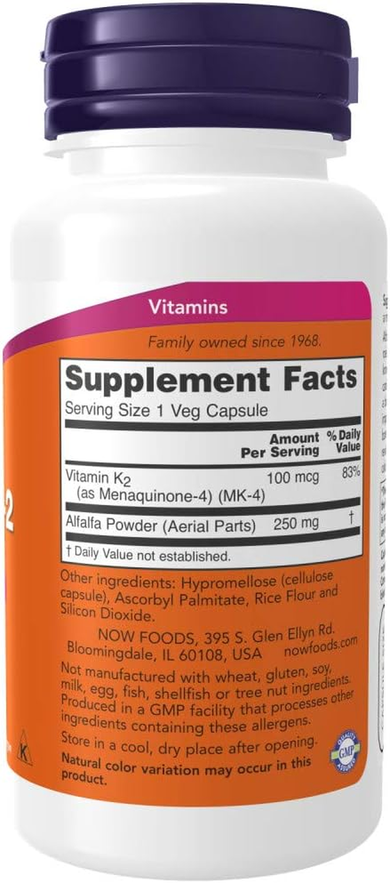 NOW Vitamin K-2 100 mcg,100 Veg Capsules - Picture 3 of 13