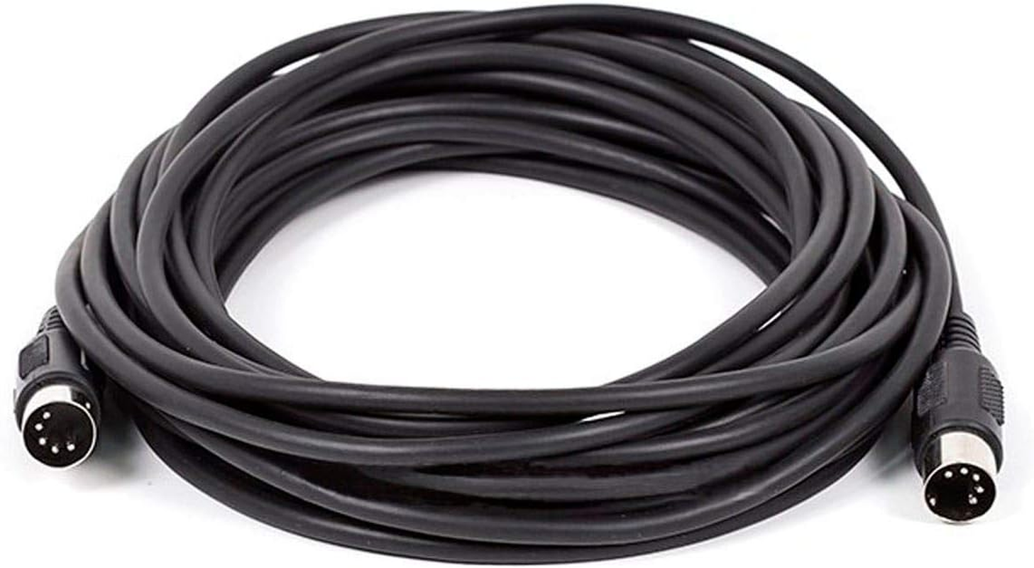 Monoprice MIDI Cable - 25 Feet - Black with Keyed 5-Pin DIN Connector, Molded Connector Shells