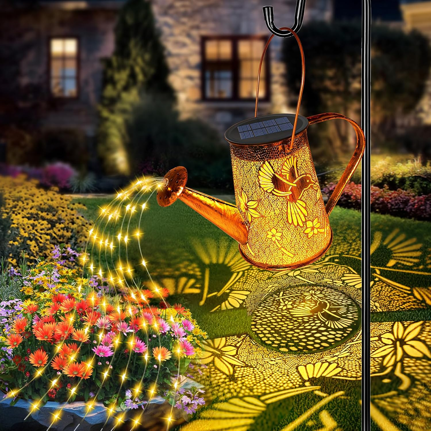 Solar Watering Can Lights, Hummingbird Gifts for Christmas Women Mom Grandma Birthday, Waterproof Outdoor Garden Decor Large Hanging Solar Lanterns Garden Lights for Patio Porch Yard Flowerbed Pathway