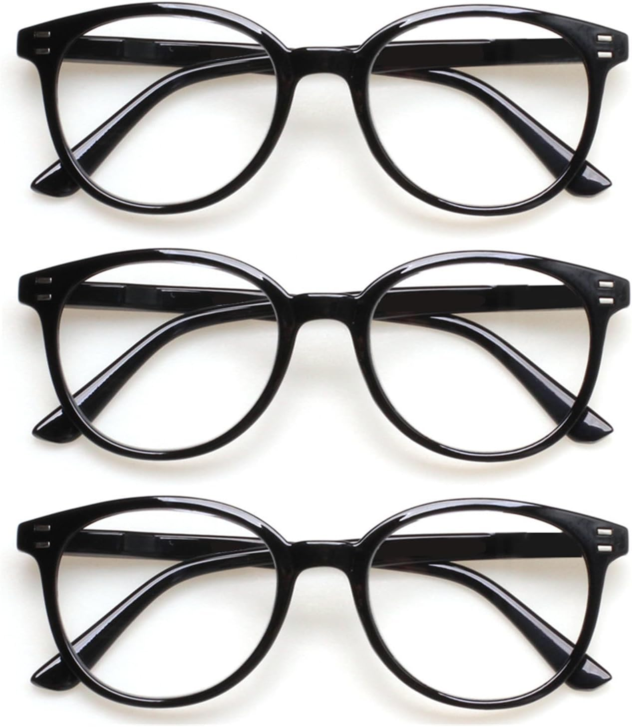 3 Pack Reading Glasses Spring Hinge Stylish Readers Black/Tortoise for Men And