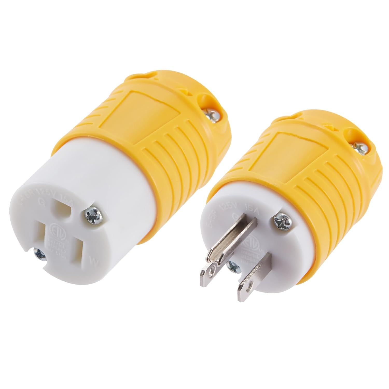 Extension Cord Ends Male & Female 15A 125V NEMA 5-15 3-Prong Plug Connector