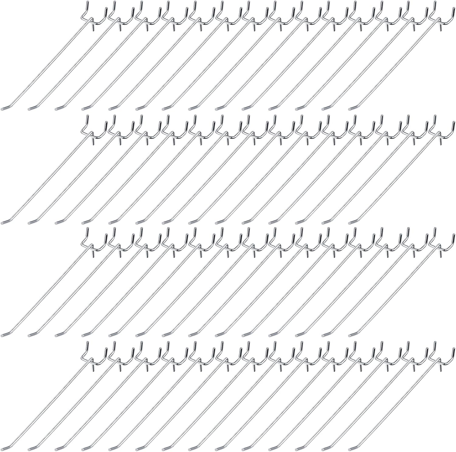 100 Pack Peg Board Hooks Stainless Steel Pegboard Hooks Shelving Display Hanging Peg Board Holders for 1/8 and 1/4 Garage Storage Tools Organizer(8 Inch)