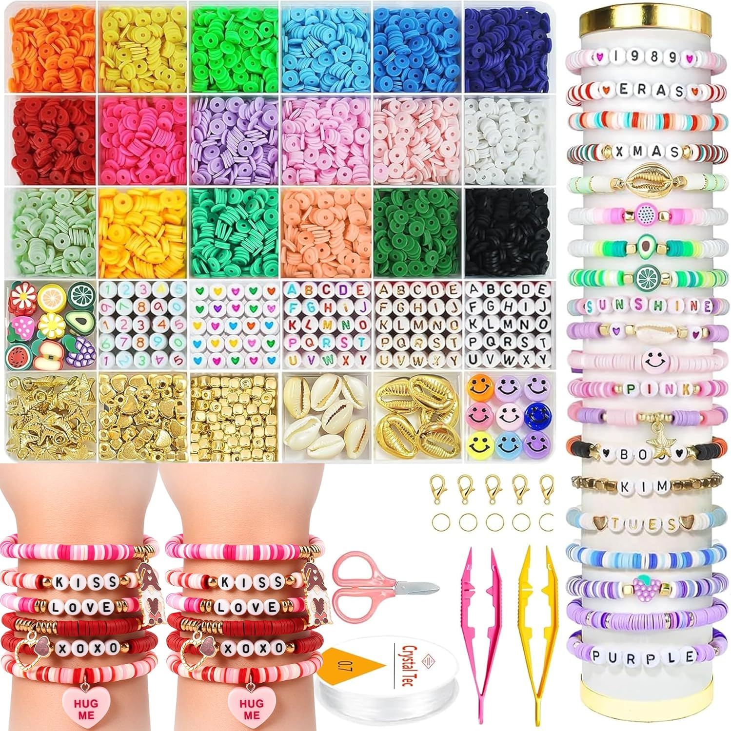 OHOME Valentines Day Gifts for Kids - 5300 Clay Beads Bracelet Making Kit,Arts and Crafts for Kids Ages 8-12,Valentines Crafts Games Toys for 3-10 Year Old Birthday,Easter Basket Stuffers