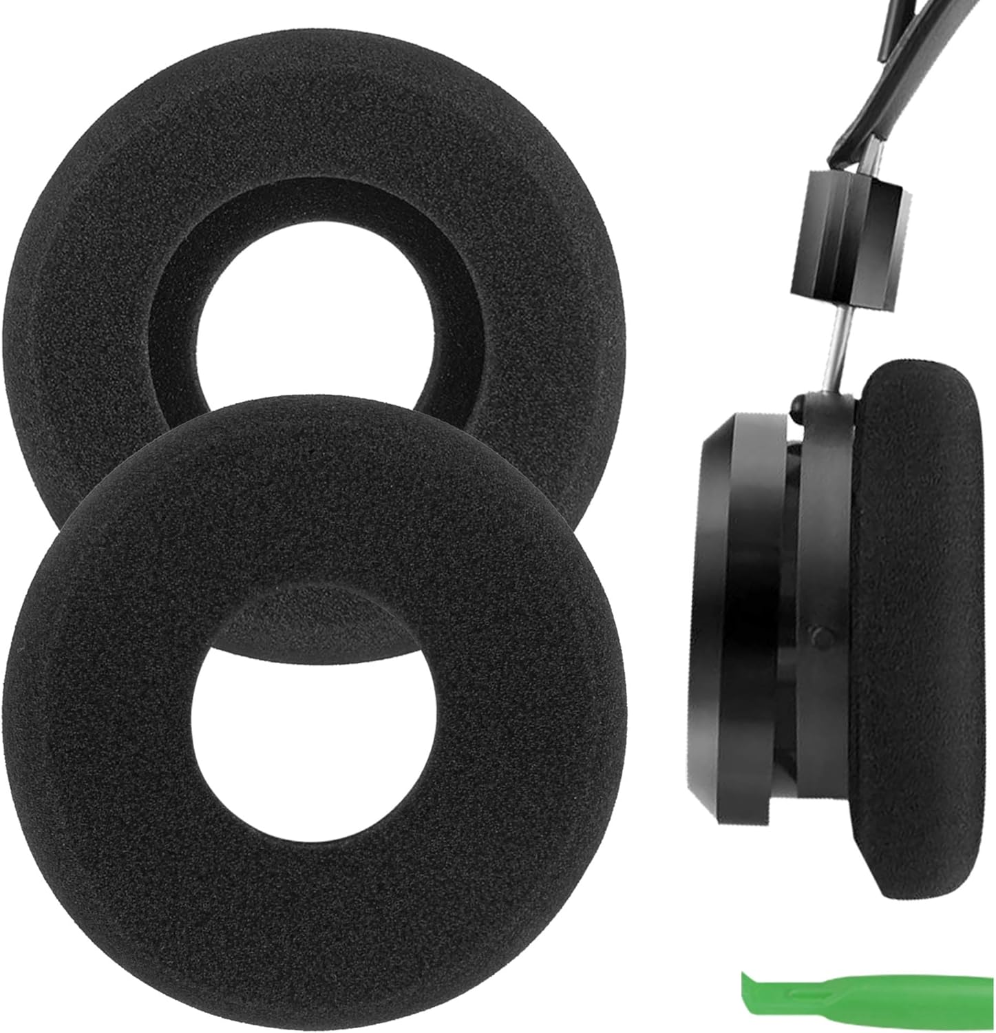 Comfort Foam Replacement Ear Pads for GRADO SR60, SR80, SR125, SR225, M1, M2 Headphones Ear Cushions, Repair Parts with Video Guide (Black)
