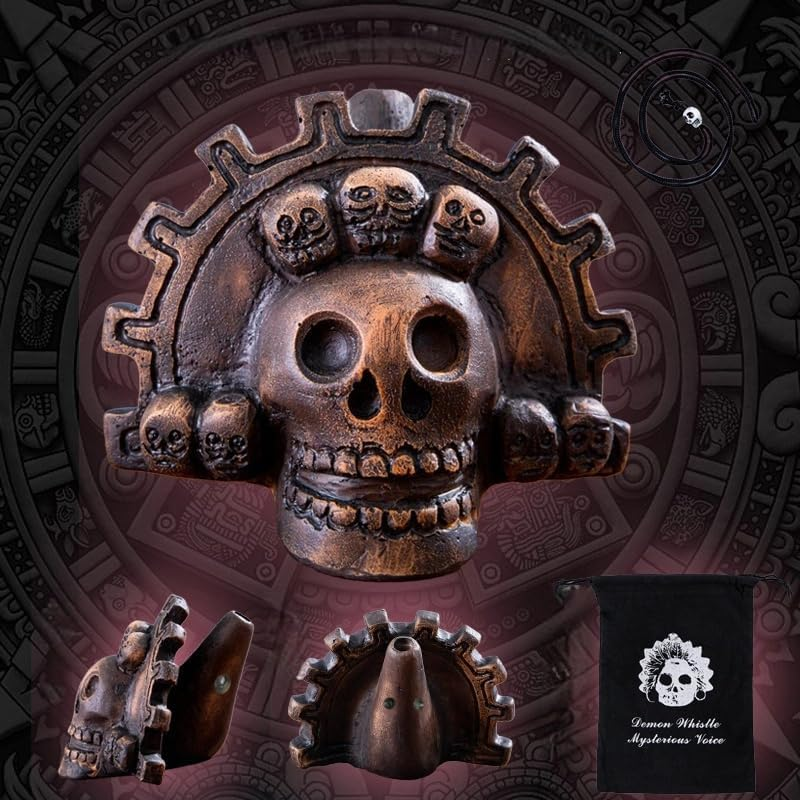 Authentic Spooky Aztec Death Whistle, Loudest Human Sounding Screams 125+ Decibels, Halloween Creepy Gift Death Whistle (Retro)