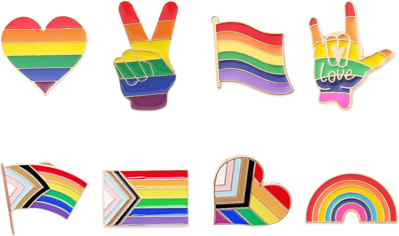 8 Stück Emaille Pride Pin Set, Bunte Lgbtq Accessoires Für Kleidung & Taschen, Lgbt Broschen Anstecknadeln, Schöne Pride Accessoires Für Gay Lesben Und Bisexuelle Parade