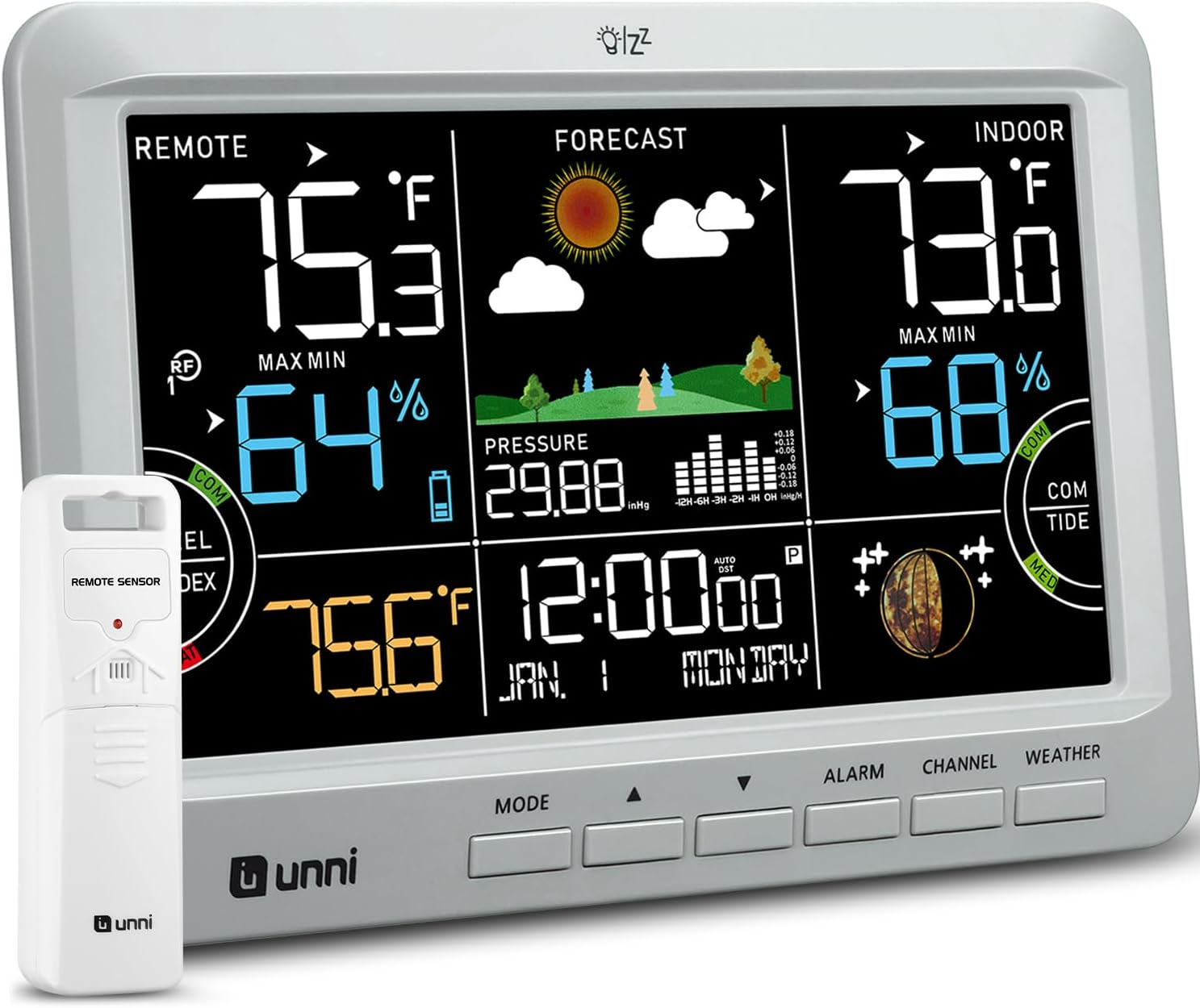 Weather Station Indoor Outdoor Thermometer Wireless,Home Atomic Clock with Large