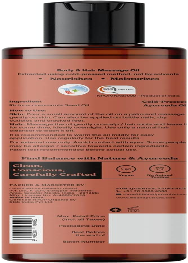 Organic Castor Oil 200 ml, 100% Pure, Cold-pressed, Hexane Free | Life & Purs... - Picture 9 of 14