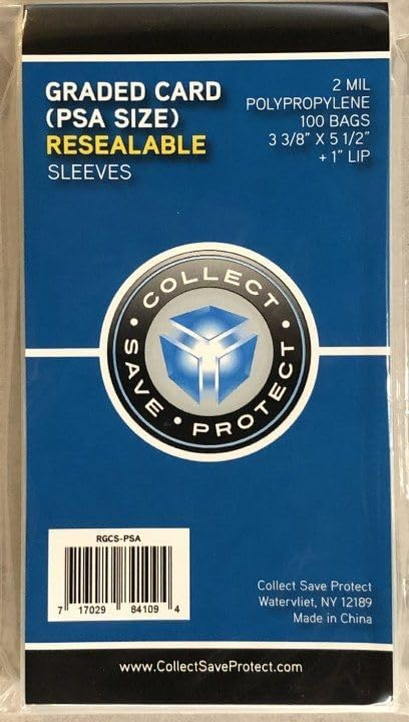 CSP - PSA CGC Sized Graded Card Sleeves Resealable Bag - 2 Mil - 100 Bags PSA CGC Slab
